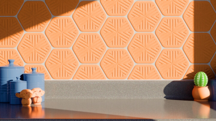 プロシージャルのタイルパターン。シーンは KickAir 8p 氏作