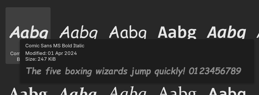 フォントプレビュー