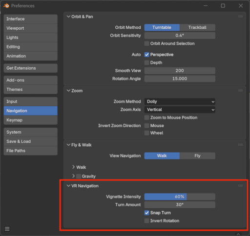 VR ナビゲーション設定